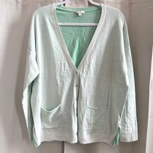 Gap Mens Cardigan Mint Green Cotton Button Up Grandpacore Oversized XL 19808